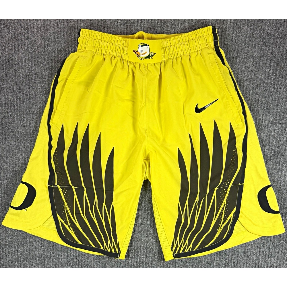 Rare Nike Oregon Ducks player Shorts Yellow Black Dri Fit Athletic Men's S